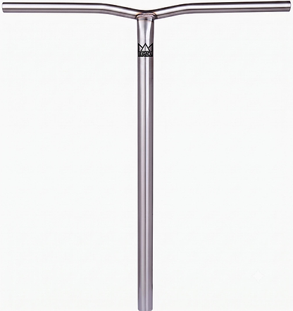 The Legacy Chromo Lite Steel Oversized HIC/SCS Stunt Scooter Bars (Raw, 680mm x 610mm) feature a clean T-shaped chromoly steel design with a small black logo near the top center and come gripless.
