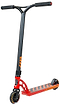 The Madd Gear MGP VX Origin IV 450 Complete Stunt Scooter - Phonon features a red and black design, T-shaped handlebar, black grips, small black wheels, and an orange-striped deck—perfect for park riders seeking top performance.