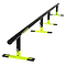 The Madd Gear MGP Ninety9 Grind Rail - 251cm in black and neon yellow, with four sturdy legs and “MAD GEAR” branding, is ideal for skateboard, scooter, or BMX grind practice.