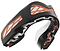 A close-up of the Safejawz Nitro Series Protection Mouthguard in black/red shows its flexible, shock-absorbing build and textured surface for superior protection.