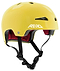 The REKD Elite 2.0 Skate / Scooter Helmet in gloss yellow features a lightweight design, black adjustable chin strap, red interior padding, ventilation holes, and a white REKD logo on the side.