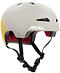 The REKD Elite 2.0 Skate / Scooter Helmet in grey/yellow features lightweight protection, red interior padding, black adjustable straps, and ventilation holes—ideal for cycling or skating action sports.