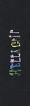 The Hella Grip Classic Signature Stunt Scooter Griptape - Devin Szydlowski features "HELLO" spelled vertically in playful, monster-inspired letters on a black background—ideal for fans of the Hella Grip brand and Devin Szydlowski series.