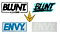 The Blunt Envy Logo Sticker Pack showcases eye-catching designs with "BLUNT SCOOTERS" logos at the top, each boasting its own distinctive style. Below these, you'll find "ENVY" in an attention-grabbing blue and white combination. Central to this collection is a striking gold spearhead emblem. This pack is ideal for fans of Blunt Envy who are looking for inspired sticker designs.