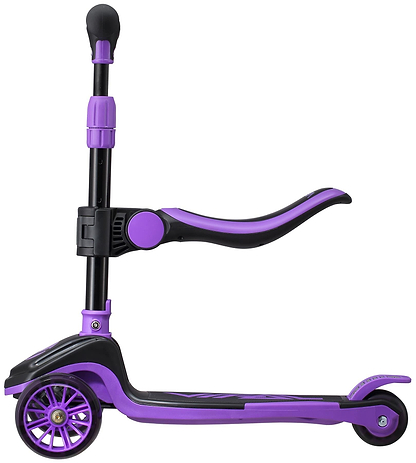 The Vital Tyke 3 Wheel Kids Scooter - Purple by Vital features an adjustable handlebar, wide footrest, and larger front wheels for stability—making it the perfect first scooter for young children.