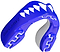 The Safejawz Extro Series Protection Mouthguard - Shark by Safejawz features a blue design with white stylized teeth, "SAFEJAWZ" embossed on the side, and provides hi-impact protection for athletes.