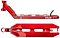 Two views of the CORE Apollo Red Stunt Scooter Deck - 5": a side profile featuring “APOLLO” and “CORE” branding, and a top view highlighting its rectangular, lightweight deck design with cutouts and rear brake.