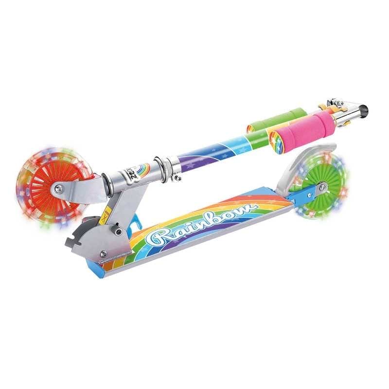 Ozbozz Rainbow Light Up Foldable Kids Kick Scooter - Multi