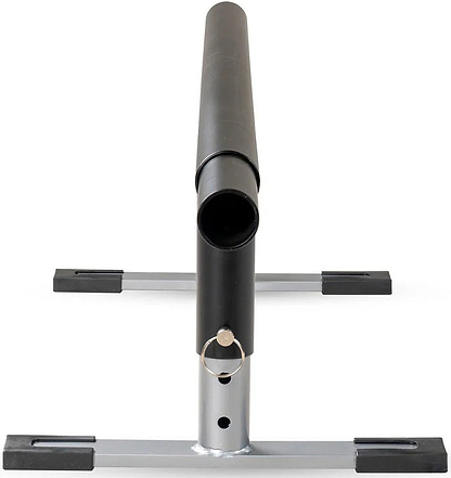 A close-up, front-facing view of a black and silver landmine attachment for weightlifting on a white background—compatible with Madd Gear (MGP) products like the MGP Grind Rail Extension Kit - 91cm for versatile training options.
