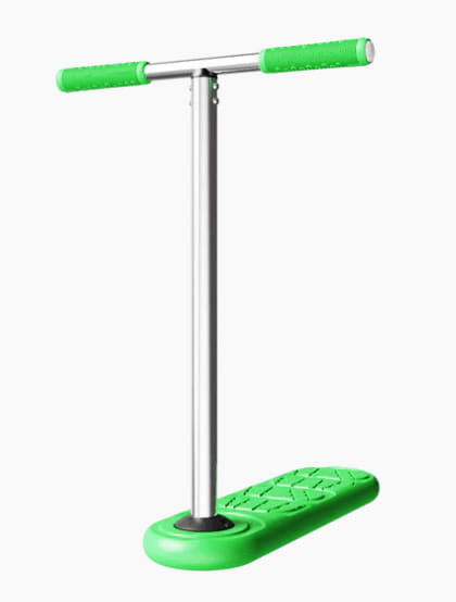 The INDO 670mm Indoor Trampoline Stunt Scooter in Green Gravity features a T-bar handle and textured footboard, making it an excellent choice for young stunt scootering enthusiasts. Its compact design is perfect for aspiring riders looking to sharpen their skills.