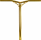 The Logic Axis V2 Aluminium Oversized IHC Stunt Scooter Bars in Gold, measuring 610mm x 610mm, are displayed. These handlebars have a T-shaped design crafted from aluminium, featuring a sleek metallic finish and triangular reinforcements near the top crossbar. This ensures strong support for added stability while maintaining a lightweight construction.