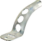 A silver metal bracket with a curved design, similar to the Apex Curved Replacement Flex Fender Brake by Apex, features three large circular holes and a flat base with three smaller holes for mounting. It is perfectly engineered to resonate with Apex decks and has a smooth metallic surface.
