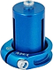 The Apex Mono Lite 1 Bolt Oversized Stunt Scooter Clamp & HIC Kit - Blue from Apex features a sophisticated cylindrical top secured by two screws, complemented by a circular base with an intricate cutout design. Ideal for enhancing performance, this blue metal clamp proudly displays the "APEX" branding, combining style with durability.