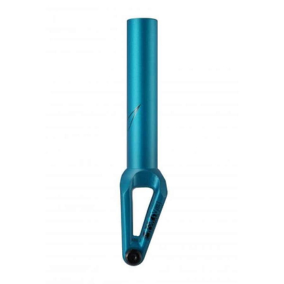 The Blunt Envy SOB V3 SCS/HIC Stunt Scooter Forks in teal feature a sleek, minimalist design with a smooth cylindrical top and a stylish triangular cutout. Compatible with SCS compression, these forks enhance your ride with precision and flair.