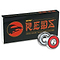 Bones REDS Skateboard Bearings - 8 Pack, widely favored in the extreme sports community, with two metal and red bearings prominently showcased in the front.