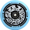 Detailed view of a teal scooter wheel displaying complex black-and-white geometric designs on the hub. The names "LUCKY" and "LUNAR" are prominently displayed along the edge, featuring Lucky Rebound Technology. Ideal for custom scooter builds that prioritize style and performance.