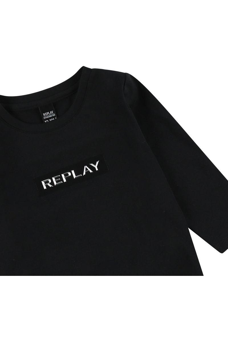 חולצת טי שרט REPLAY ארוכה לוגו מרכזי לתינוקות