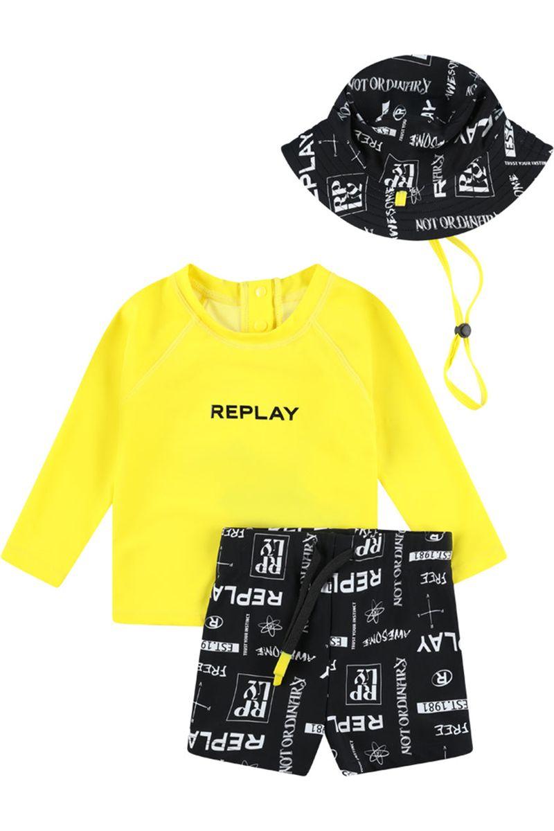 בגד ים ANTISUN שני חלקים REPLAY כולל כובע לתינוקות