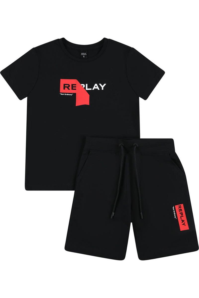 חליפת טריקו REPLAY מדבקת לוגו מתקלפת לילדים