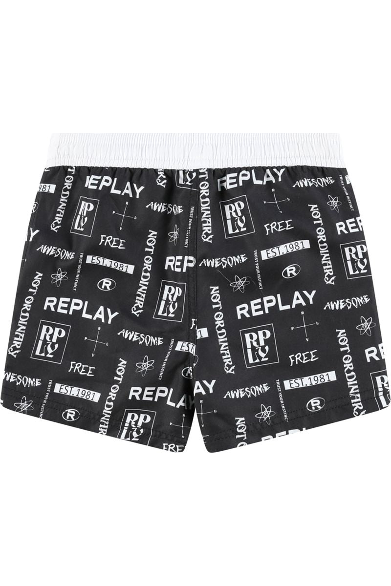 בגד ים שורט REPLAY כיתוב לבן לילדים