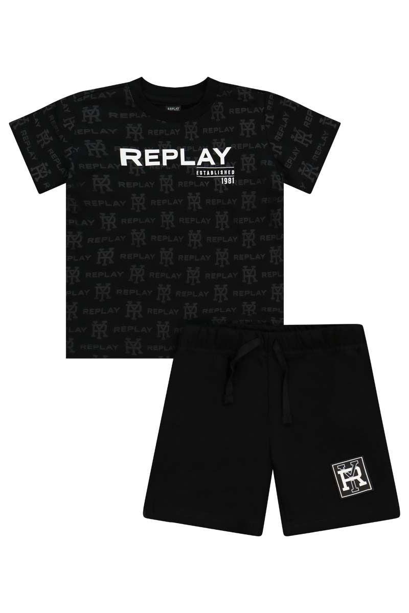 חליפת טריקו REPLAY הדפס לוגו חוזר לתינוקות