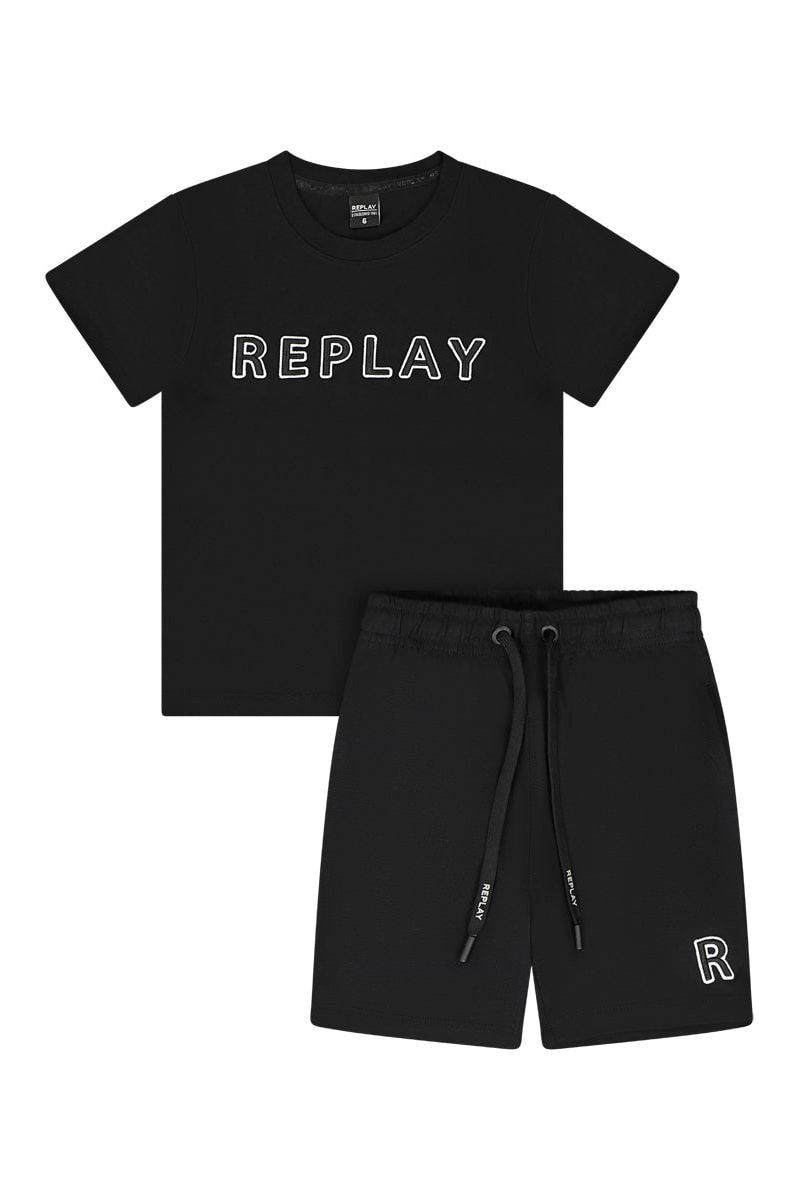 חליפת טריקו REPLAY לוגו מותג באמצע לילדים Black / 2Y