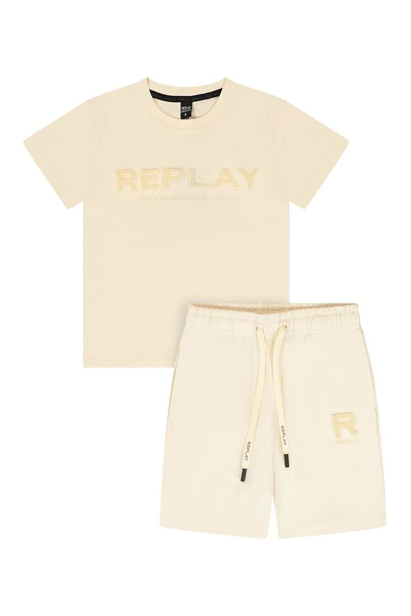 חליפת טריקו REPLAY הדפס לוגו מותג באמצע לילדים Brown / 2Y