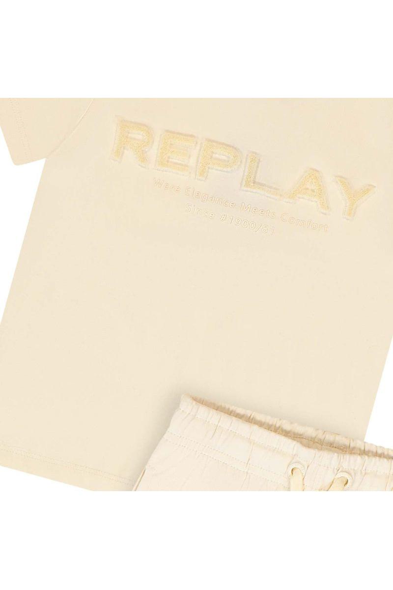 חליפת טריקו REPLAY הדפס לוגו מותג באמצע לילדים Brown / 2Y