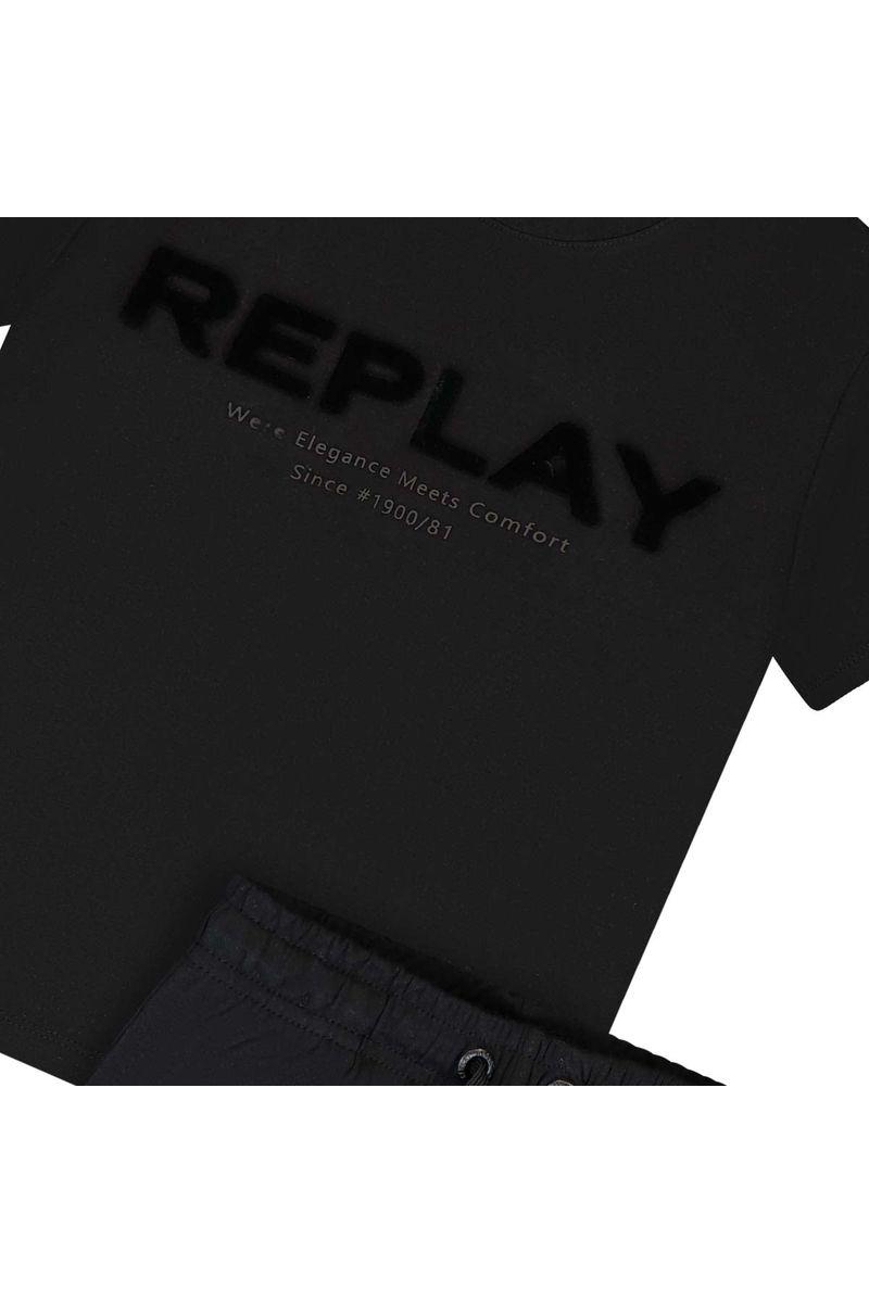חליפת טריקו REPLAY הדפס לוגו מותג באמצע לילדים Black / 2Y
