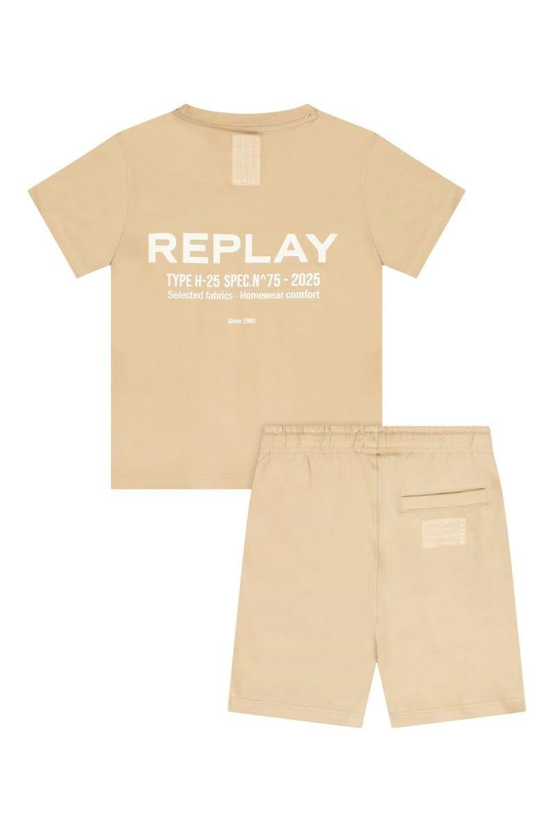 חליפת טריקו REPLAY הדפס לוגו מותג בגב לילדים White / 2Y