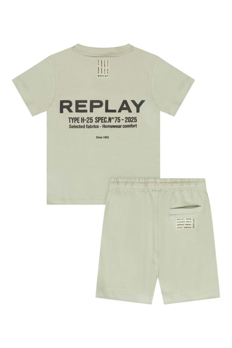 חליפת טריקו REPLAY הדפס לוגו מותג בגב לילדים Green / 2Y
