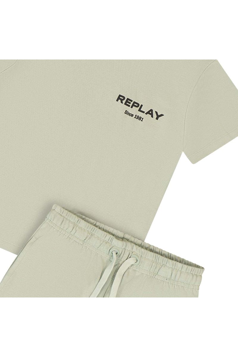 חליפת טריקו REPLAY הדפס לוגו מותג בגב לילדים Green / 2Y