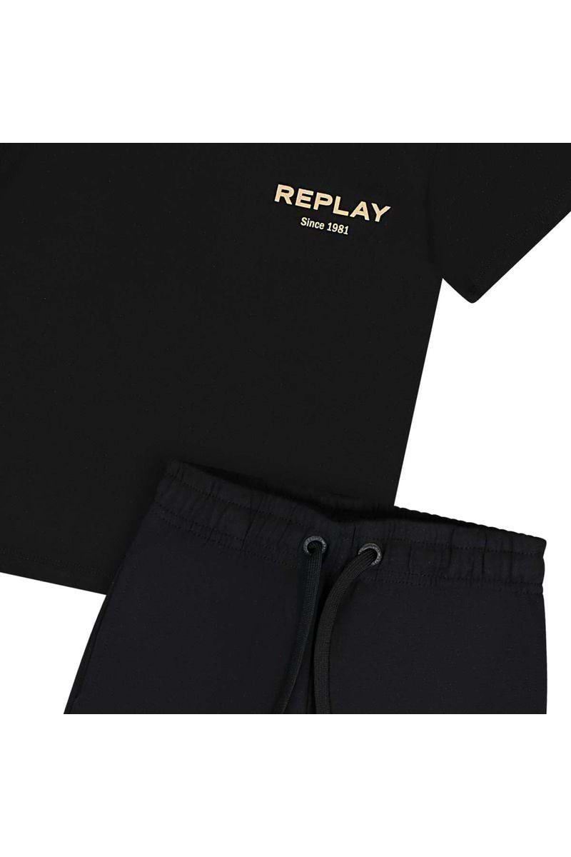 חליפת טריקו REPLAY הדפס לוגו מותג בגב לילדים Black / 2Y