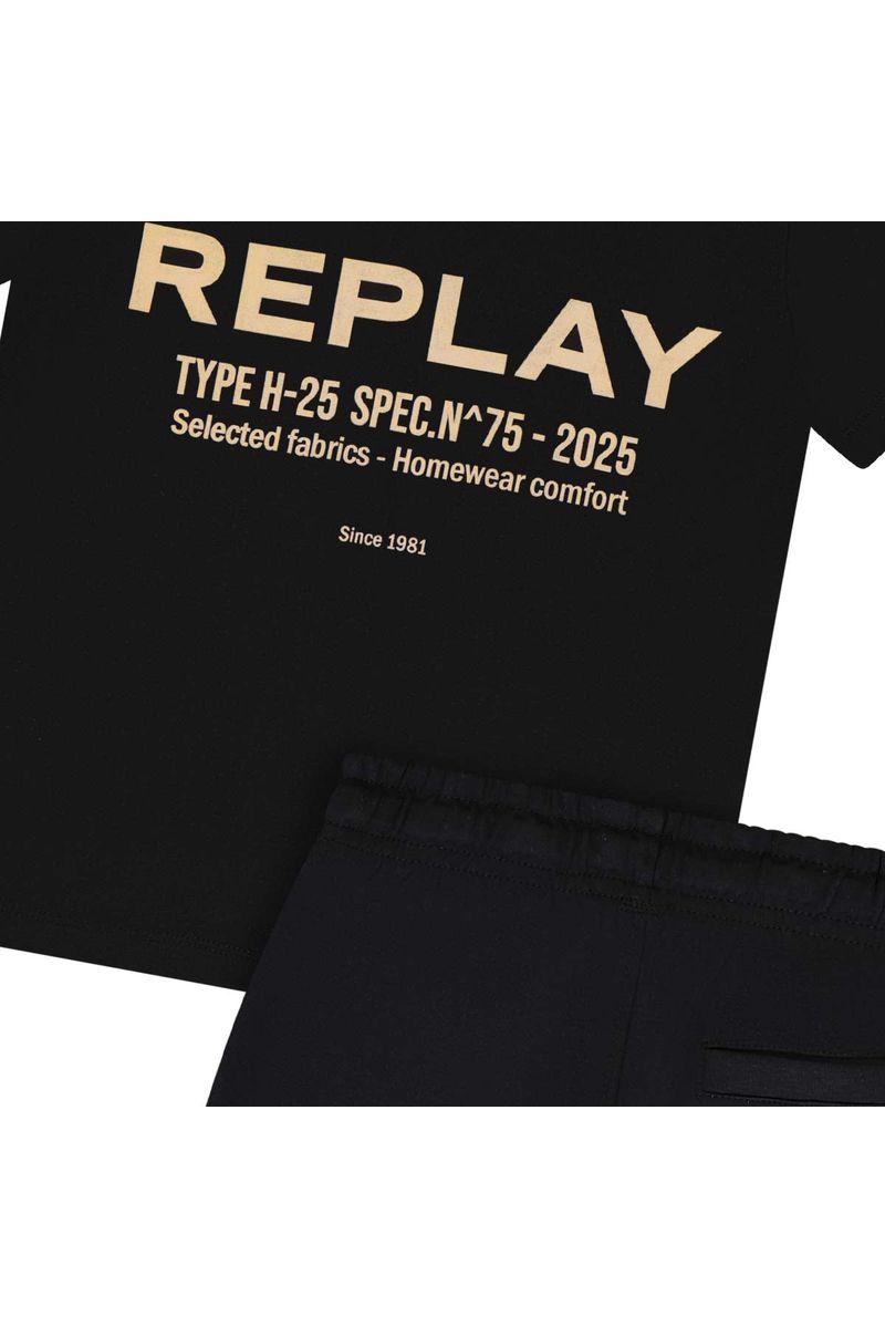 חליפת טריקו REPLAY הדפס לוגו מותג בגב לילדים Black / 2Y