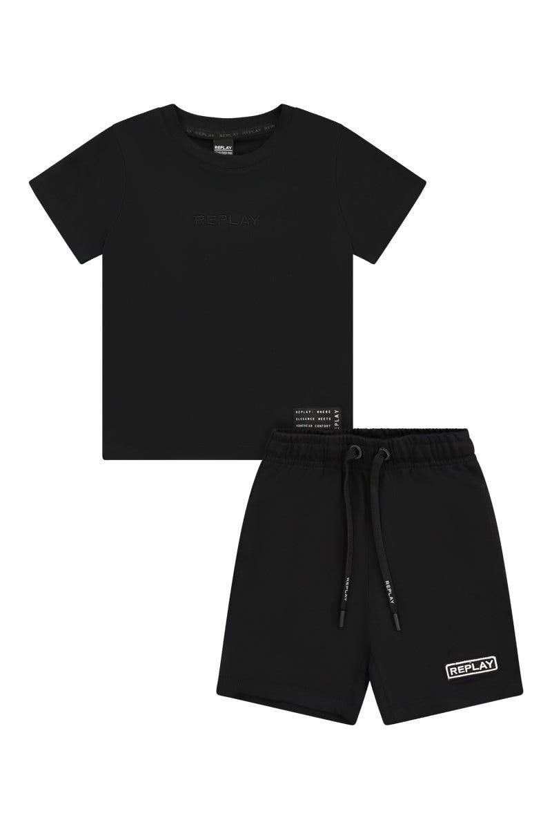 חליפת טריקו REPLAY הדפס לוגו מותג בגב לילדים Black / 2Y