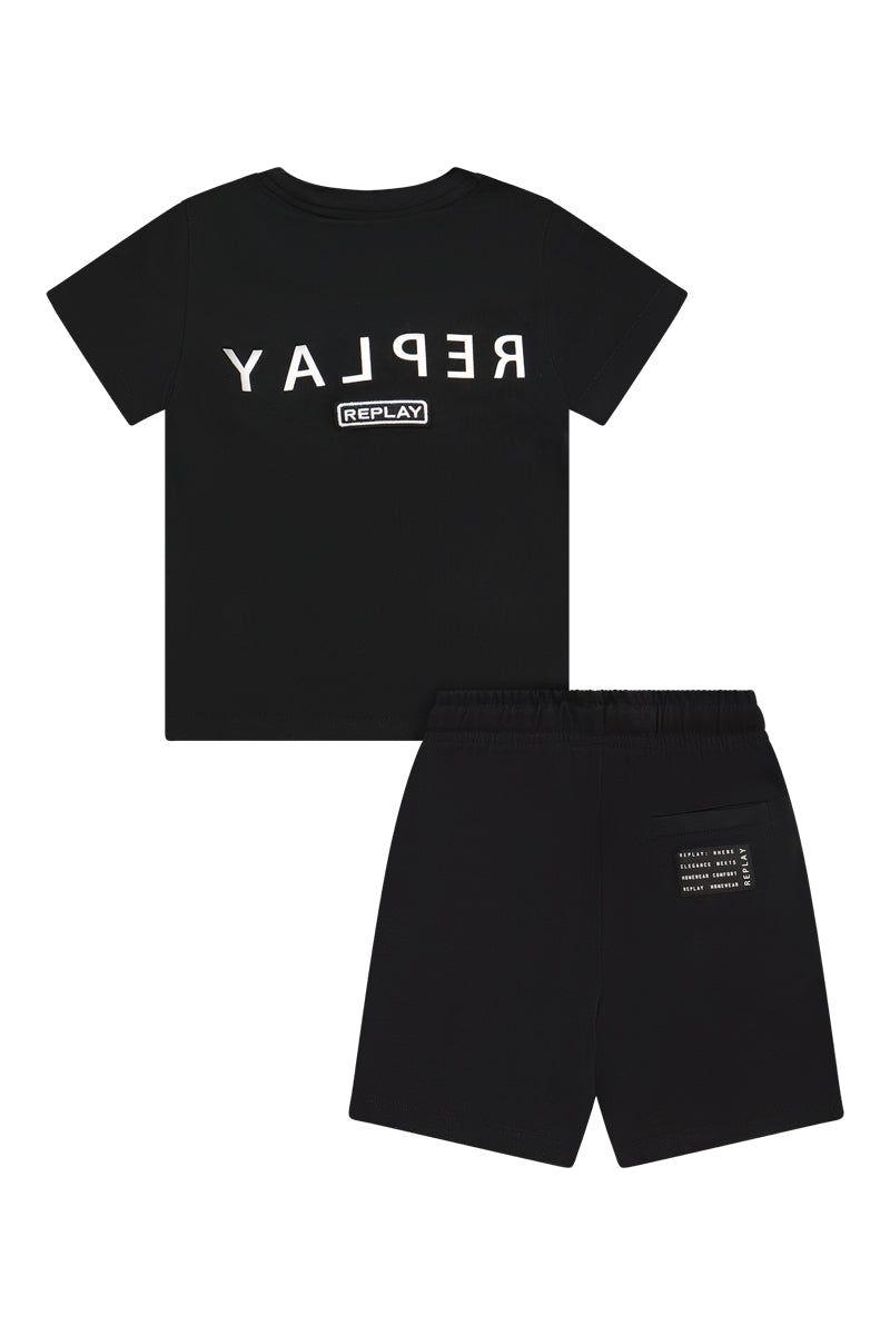 חליפת טריקו REPLAY הדפס לוגו מותג בגב לילדים Black / 2Y