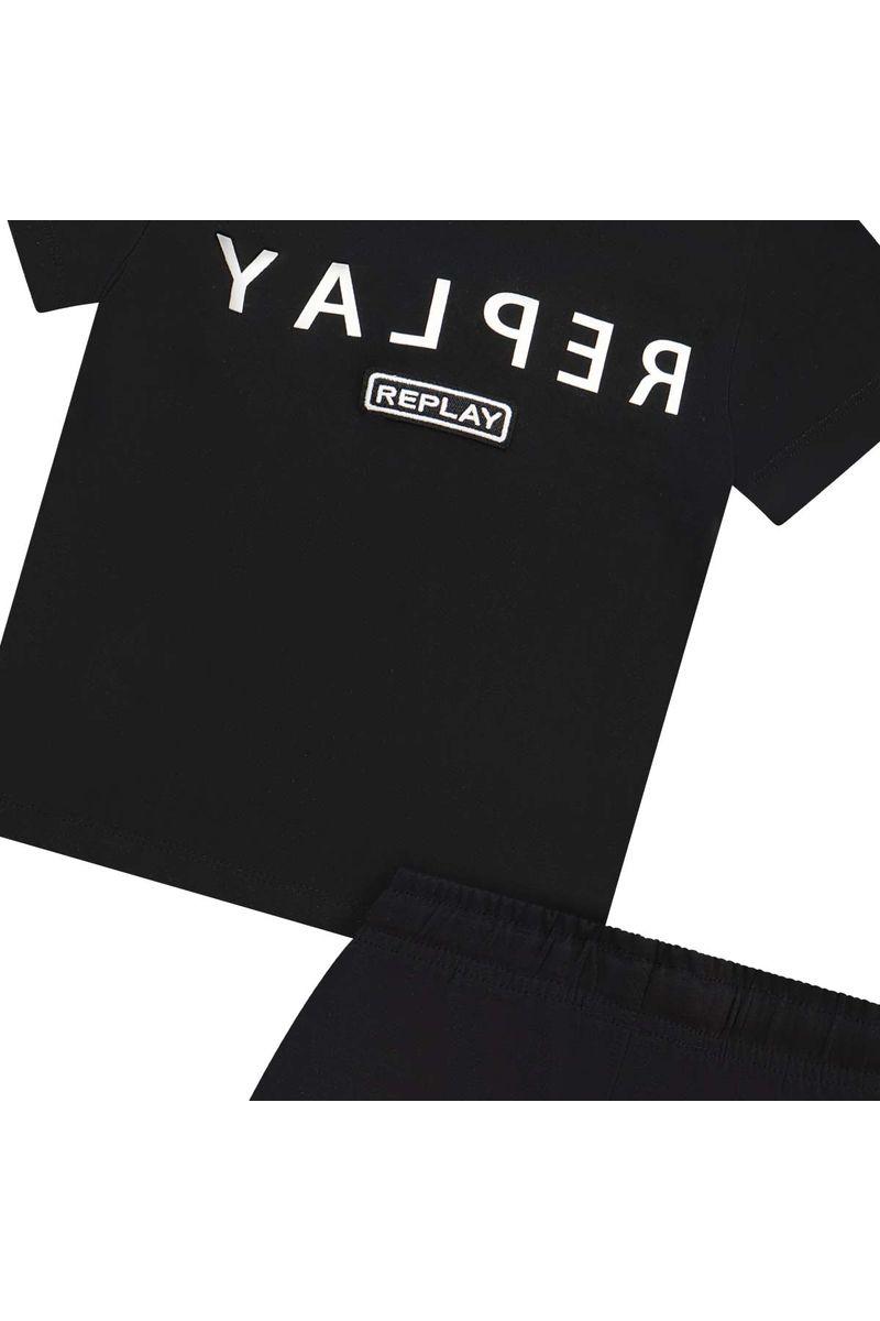חליפת טריקו REPLAY הדפס לוגו מותג בגב לילדים Black / 2Y