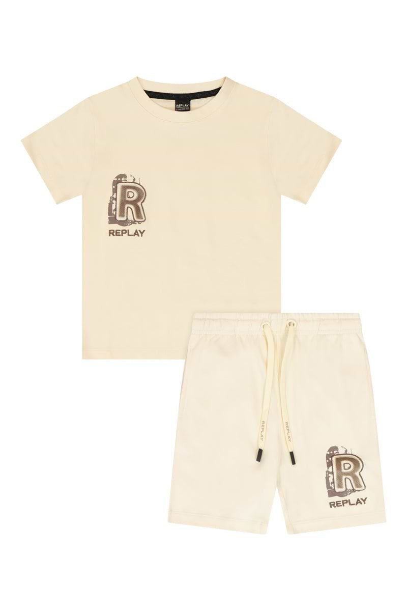חליפת טריקו REPLAY לוגו מותג R בצד לילדים Brown / 2Y