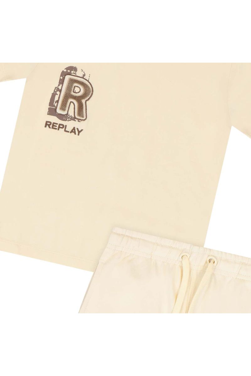 חליפת טריקו REPLAY לוגו מותג R בצד לילדים Brown / 2Y