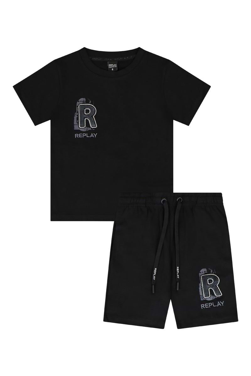 חליפת טריקו REPLAY לוגו מותג R בצד לילדים Black / 2Y