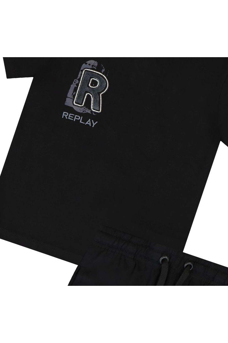 חליפת טריקו REPLAY לוגו מותג R בצד לילדים Black / 2Y