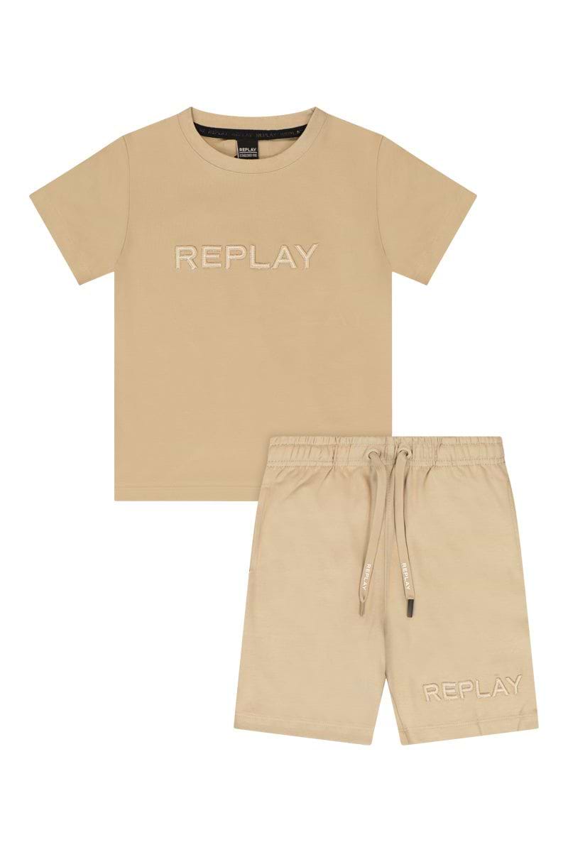 חליפת טריקו REPLAY ממותגת באמצע לילדים White / 2Y