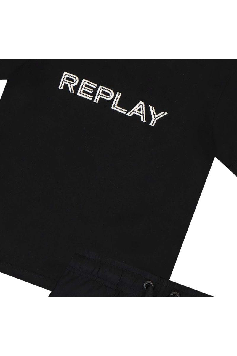 חליפת טריקו REPLAY ממותגת באמצע לילדים Black / 2Y