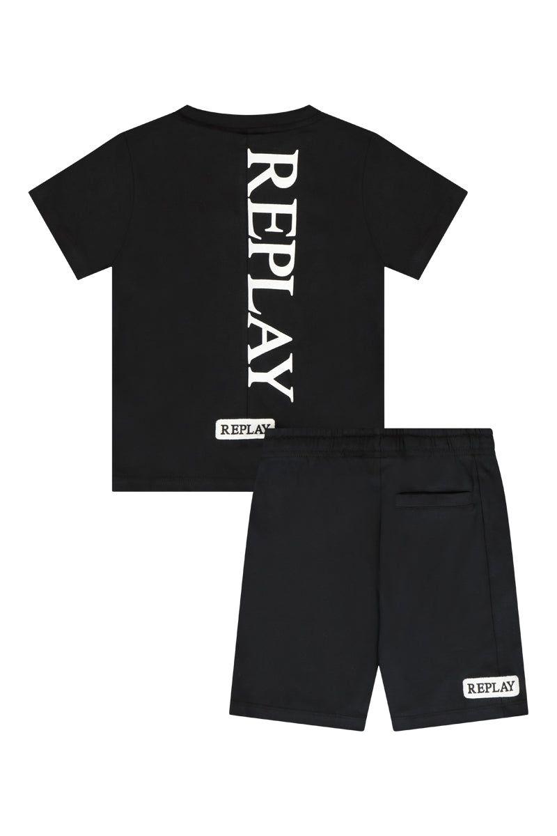 חליפת טריקו REPLAY הדפס לוגו מותג בגב לילדים Black / 2Y