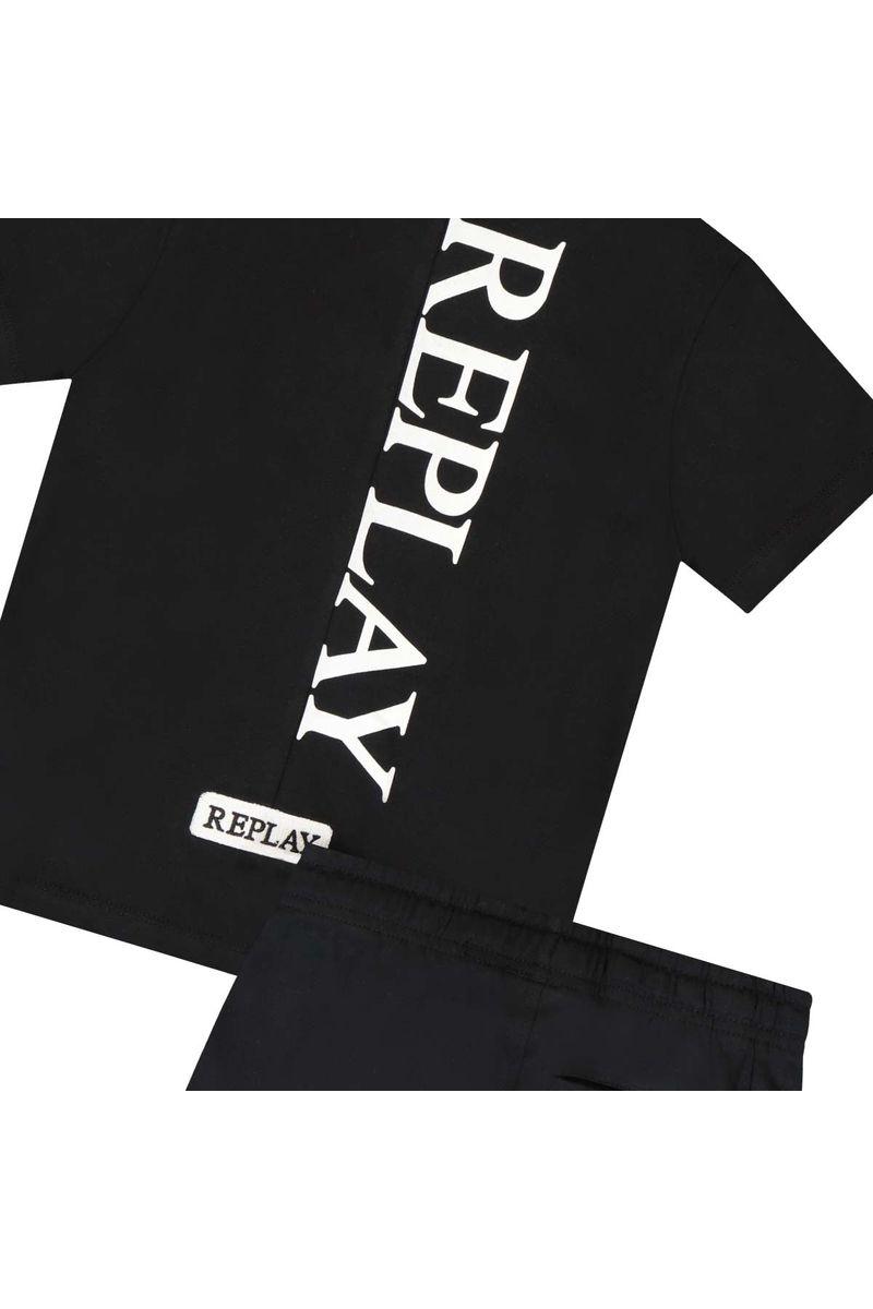 חליפת טריקו REPLAY הדפס לוגו מותג בגב לילדים Black / 2Y