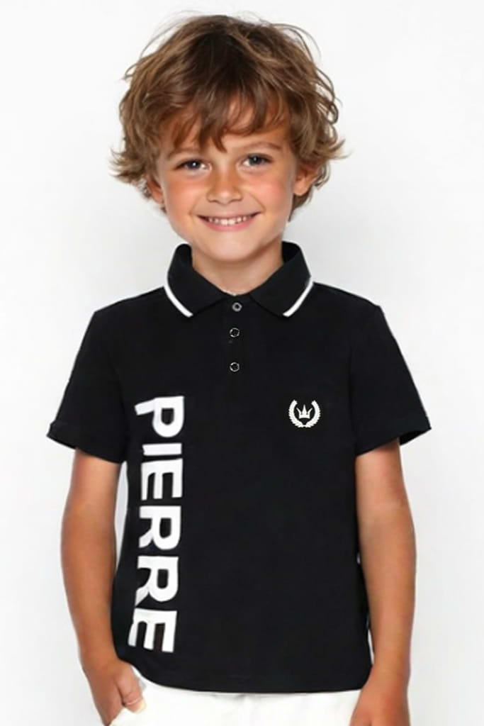 חולצת צווארון PIERRE CARDIN לוגו מותג לאורך לילדים