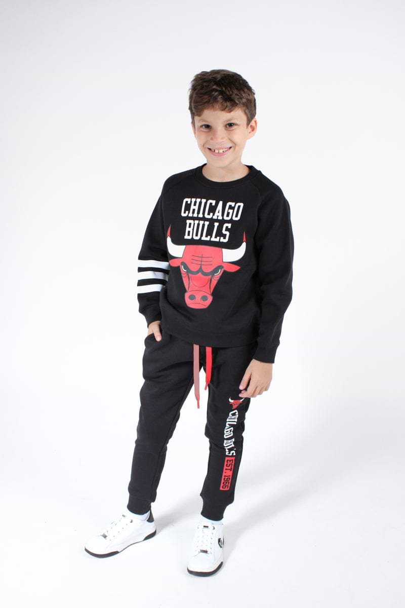 חליפת טרנינג NAMES CHICAGO BULLS הדפס שור באמצע לילדים