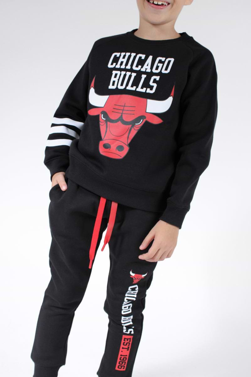 חליפת טרנינג NAMES CHICAGO BULLS הדפס שור באמצע לילדים