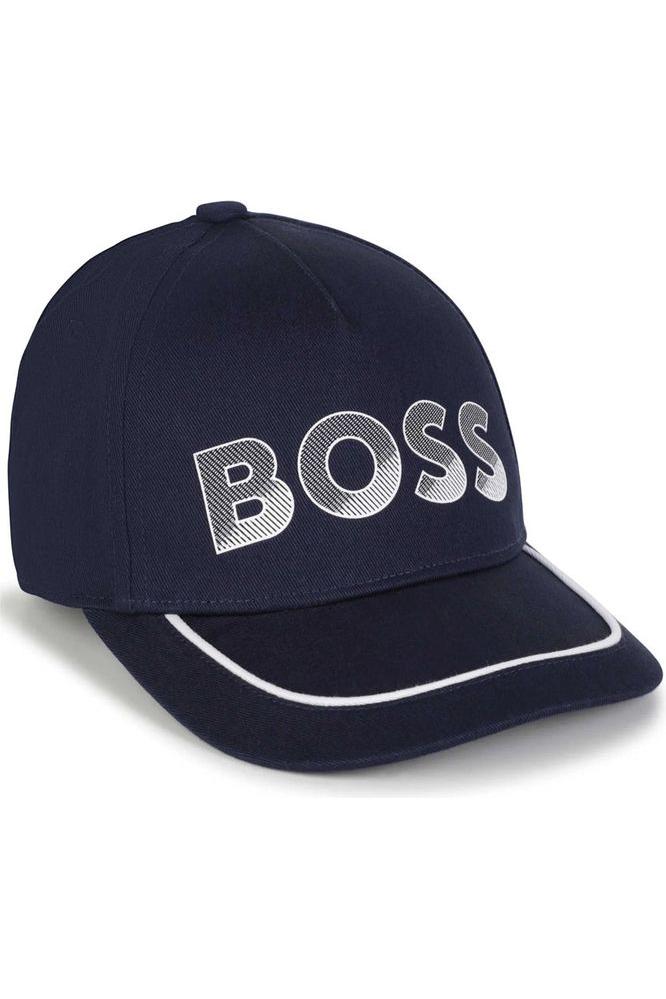 כובע מצחייה BOSS לוגו לבן לילדים