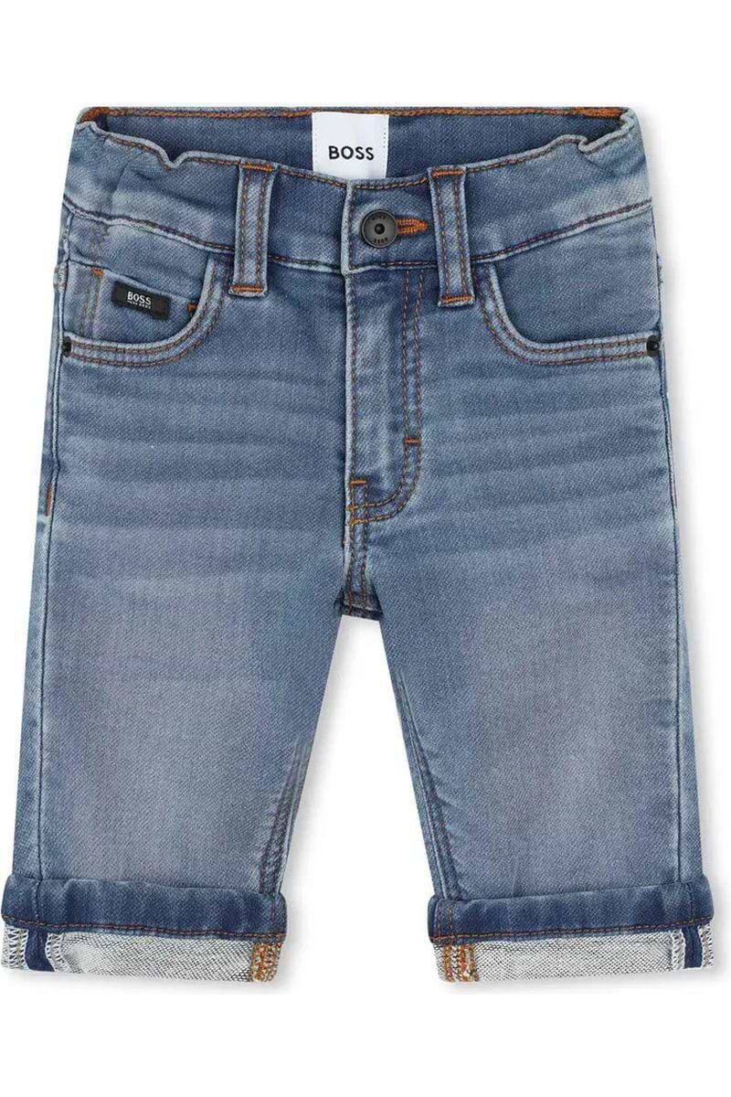 מכנסי ג'ינס BOSS לוגו B כפול לתינוקות